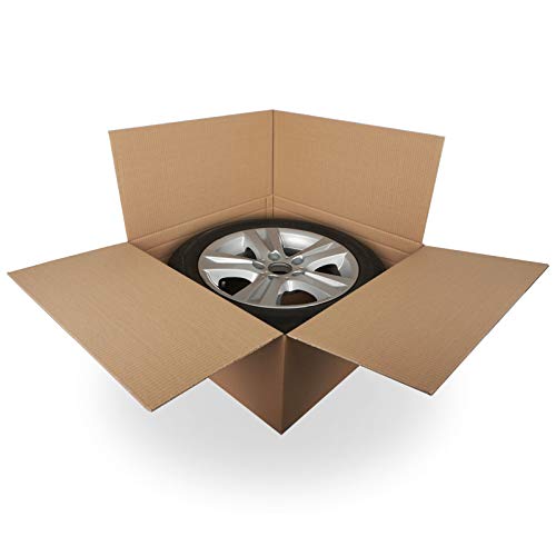 KK Verpackungen® Reifenkarton | 8 Stück, 15-19" 66 x 66 x 30 cm, Doppelwelliger Versandkarton für einen Reifen mit Einer 15-19 Zoll Felge | Zweiwellige Versandverpackung für Kompletträder