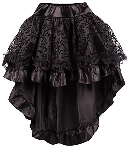 r-Dessous Damen Rock schwarz Burleske Victorian Gothic Steampunk Skirt Corsage Chiffon Übergrößen Vintage Groesse: 2XL/4XL
