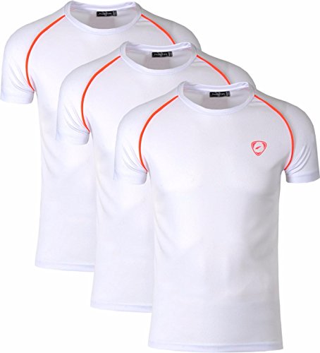 jeansian Herren Sportswear 3 Packs Sport Slim Quick Dry Short Sleeves Compression T-Shirt Tee LSL182 PackK M