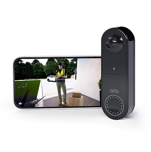 Kabellose Arlo Essential Video Doorbell | 1080p-HD-Doorbell-Kamera, 2-Wege-Audio, Paketerkennung | Bewegungserkennung und Warnmeldungen | Integrierte Sirene | Nachtsicht | AVD2001B | Schwarz