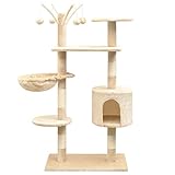 Katzen-Kratzbaum, Chusui Katzenzubehöhr, Kratzbaum Für Katzen, Katze Baum, Katzenkratzbaum, Katzenturm, Katzenmöbel, 125 cm Beige