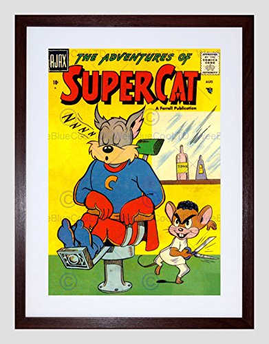 AJAX Retro Comic Book Cover SUPERCAT Barber Mouse Framed Art Print B12X4888