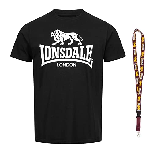Lonsdale T-Shirt - Kurzarm Shirts - Herren Shirt - Limited Schluesselband (Logo Black, L)