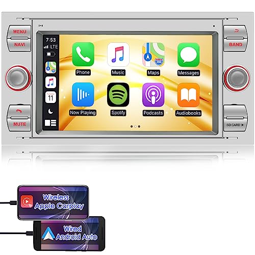 iFreGo 7 Zoll Android Autoradio Built in Carplay, 2 Din FM Radio Für Ford Focus/C-max/S-max/Galaxy/Fusion/Transit Connect, Radio DAB,Radio Bluetooth,USB,AUX, WiFi,Lenkradsteuerung,Rückfahrkamera