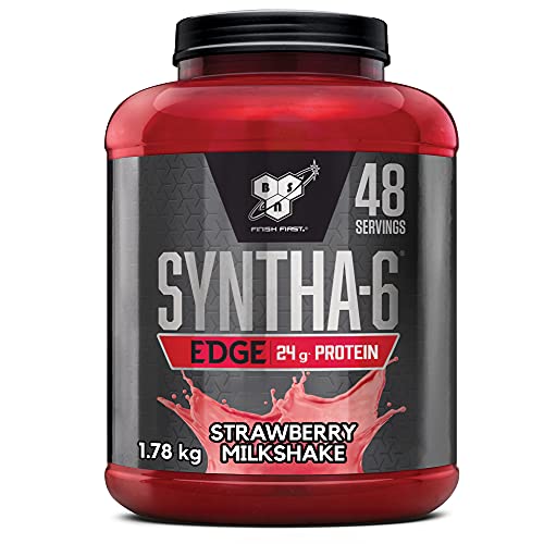 BSN Syntha 6 Edge Protein Pulver (Whey Protein Isolat mit Casein, Eiweißpulver hergestellt für Muskelaufbau und Bodybuilding) Strawberry Milkshake, 48 Portionen, 1,78kg