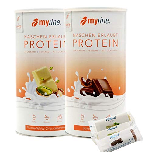 Myline Doppelpack Protein Eiweißshake + 3 Proteinriegel (Pistazie- Schokolade)