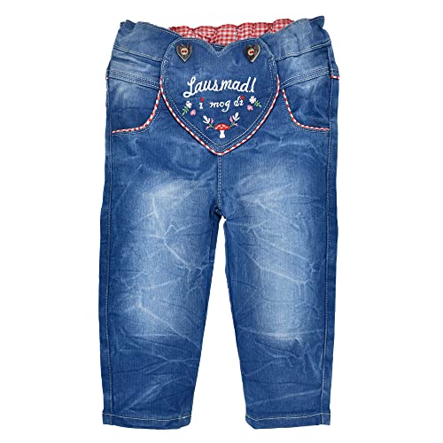 BONDI Baby-Hose Jeans Lausmadl Blue Denim Trachtenmode für Mädchen, Gr. 80