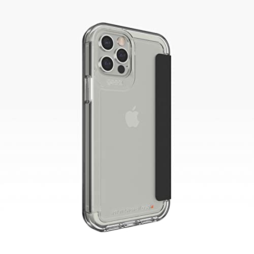Gear4 Wembley Flip Wilma Compatible with iPhone 12 Plus/iPhone 12 Pro 6.1 Case, Advanced Impact Protection with Integrated D30 Technology, Anti-Yellowing, Phone Cover - Transparent