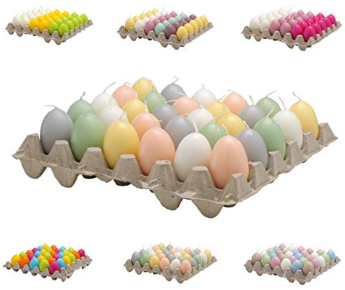 Hochwertige Eikerzen / Ostereier Kerzen - Bunter Mix - Eierkerzen Ostern - Dekoration (Farbmix (2), Höhe: 6 cm (30 Stück))