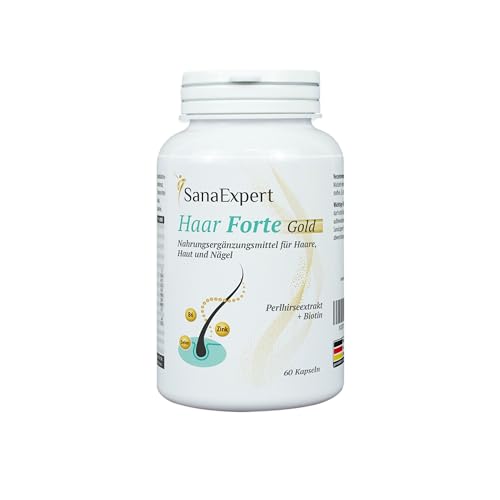 SanaExpert Haar Forte Gold | Made in Germany. Vitamine für Haare & Nägel, 60 Kapseln