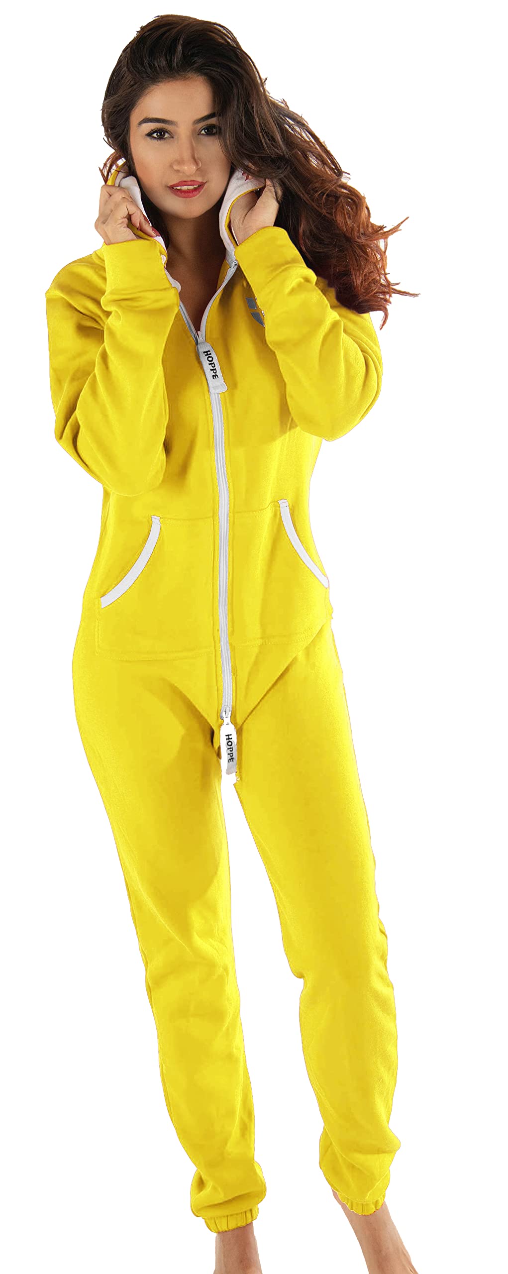 Gennadi Hoppe Damen Jumpsuit Suit Relaxpiece Einteiler Overall Anzug - Slim FIT, H6147 gelb L, gelb (Yellow), L