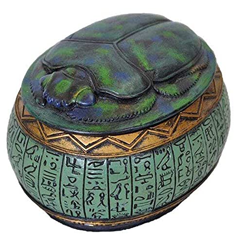 10,2 cm Handbemaltes Kunstharz Jewelry Box mit Ägyptische Skarabäus und Symbole