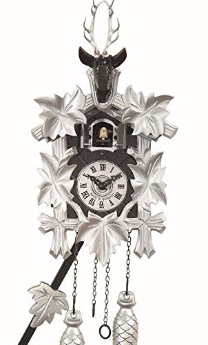 Engstler Moderne Kuckucksuhr Quarzuhr Swarowski- Kristalle Hirschkopf schwarz Silber CLOCKVILLA HETTICH Uhren