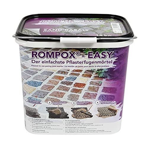 ROMPOX® - EASY 1K Pflasterfugenmörtel 15 kg - Sand-Basalt - 1-komponentig für leichte Belastung - für eine feste & saubere Pflasterfuge