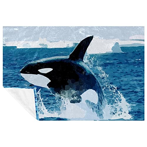 Orca Killer Fleecedecke, Wal, Fisch, Ozean, weich, leicht, Plüsch, gemütlich, perfekt für Bett, Sofa, Couch, Reisen, Camping, 149,9 x 99,8 cm