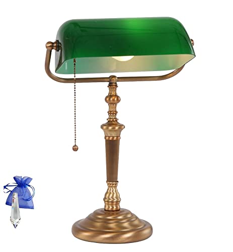 Christoph Palme Leuchten Bankerleuchte Retro E27 Tischleuchte Bankerlampe Bronze Vintage 6185BR + Kristall Giveaway