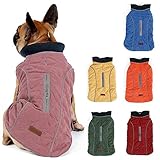 TFENG Reflektierend Hundejacke Brust 62-70cm, Rückenlänge 42cm Hundemantel Warm gepolstert Puffer Weste Welpen Regenmantel mit Fleece (Rosa, XL)