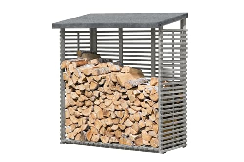 Kaminholzregal Flammo für außen mit Rückwand aus imprägniertem Holz 1,8m³ Brennholzlager 188 x 69 x 183 cm Holzlager