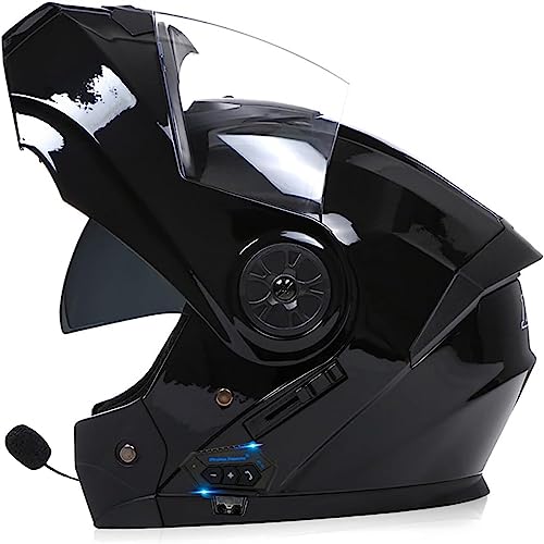 Adults Modularer Klapphelm Mit Bluetooth,ECE Genehmigt Motorrad Integrierter Bluetooth-Helm Mit Doppelvisier,mit Automatische Reaktion Motorradhelm Sturzhelm Für Herren Und Damen