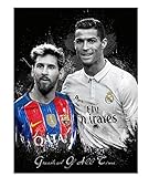 JCYMC Puzzle 1000 Stück Fußballstar Messi-Ronaldo Poster Schwarzes Porträt Fußball Holz Für Erwachsene Spiele Lernspielzeug Jq93Mk