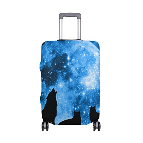 ALAZA Wolf Big Moon Starry Night Gepäckabdeckung Für 18-20 Zoll Koffer Spandex Reise-Schutz