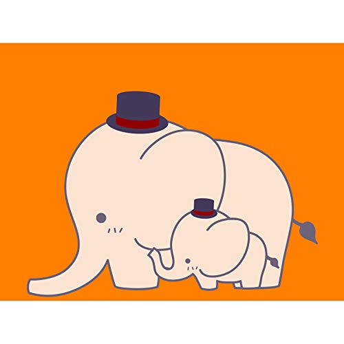 Wee Blue Coo Leinwanddruck mit Elefantenmotiv und Tophat, für Kinder, Orange