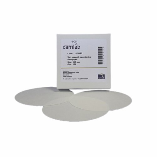 camlab 1171183 Grade 51 [541] Quantitative Wet Stärke Filter Papier, Durchmesser 185 mm (100 Stück)