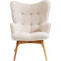 Kare Design Sessel Vicky, gemütlicher Loungesessel mit Armlehne, TV-Sessel mit hellem Holzgestell, (H/B/T) 92 x 59 x 63 cm, weiß