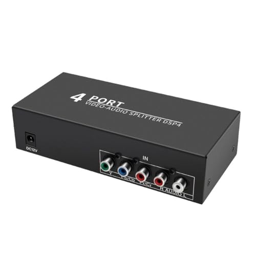 MSCHENZW AV Component Video Audio Splitter 1 in 4 Out, 4-Wege RCA/YPbPr Component Audio AV Splitter für DVD EU-Stecker
