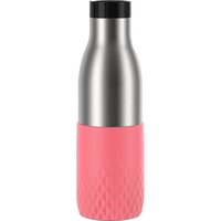 Emsa N31108 Bludrop Sleeve Trinkflasche | 0,5 Liter | 100 % dicht | Quick-Press Verschluss | Ergonomischer 360° Trinkgenuss |12h warm, 24h kühl | spülmaschinenfest | Edelstahl | Koralle