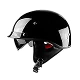 Motorrad-Helm Halbhelme Brain-Cap Halbschale Jet-Helm Roller-Helm Scooter-Helm Retro Half Helm mit Built-in Visier für Cruiser Chopper Biker Moped DOT/ECE-Zulassung