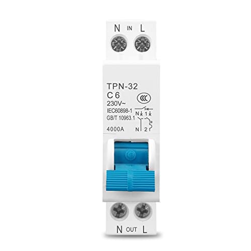 Leistungsschalter Tpn 1p+n Mini-Leistungsschalter MCB 6A 10A 16A 20A 25A 32A DIN-Schienenmontage Miniatur-Haushaltsluftschalter (Size : 10A)