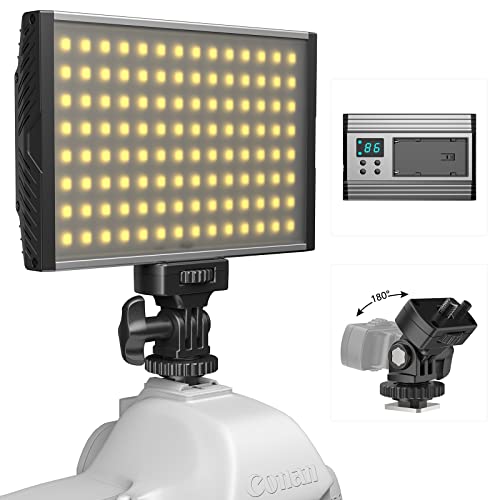 Videoleuchte LED 3200-5600K Dimmbar mit Akku, Ladegerät und Kamerahalterung für Nikon, Canon, Pentax, Panasonic, Sony und andere DSLR-Kameras