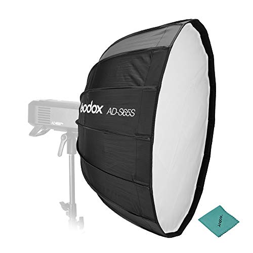 GODOX AD-S65S 65cm / 25,6 Zoll Tragbarer, tiefsitzender Parabolic-Softbox-Regenschirm Halterung Schnelle Installation Silberreflektor AD400Pro Flash Light