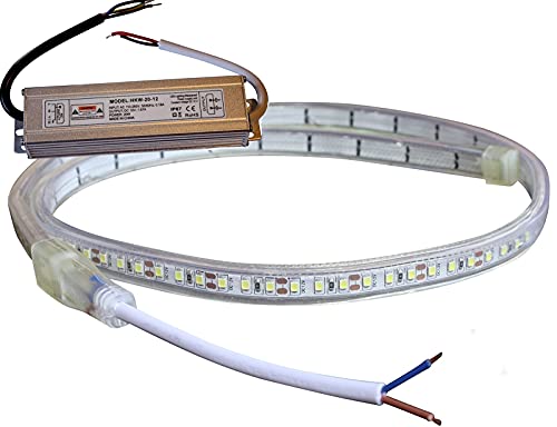 230V zu 12V IP 68 LED Stripes wasserdicht Leuchtstreifen weiß warmweiß kaltweiß Pool Netzteil (warmweiß, 10m - m/9,79€)