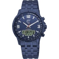 ETT Eco Tech Time Funk Solar Weltzeit Herren Uhr Chronograph mit Edelstahl massiv Armband EGS-11566-31M