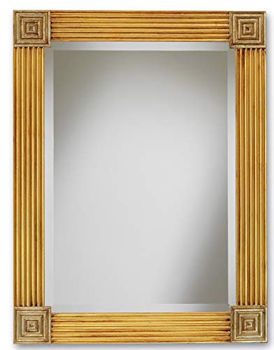 MO.WA Spiegel Wandspiegel Klassisch Empire-Stil mit Holzrahmen cm. 65x85 Blattgold und Blattsilber Antik. Made in Italy.