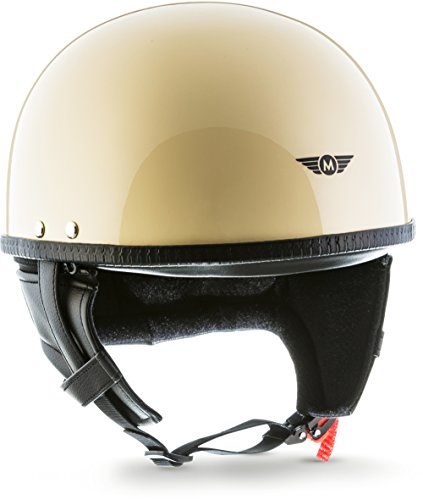 Moto Helmets® D22 „Creme“ · Brain-Cap · Halbschale Jet-Helm Motorrad-Helm Roller-Helm Retro · Fiberglas Schnellverschluss SlimShell Tasche L (59-60cm)