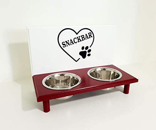 Jennys Tiershop Snackbar. Napfbar für kleine Hunde. Hundenapf. Futterbar in weiß/rot 2 x 750 ml Hundebar (164)