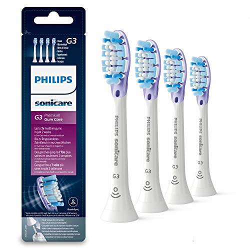 Philips Sonicare Original Aufsteckbürste Premium GumCare HX9054/17, 7x gesünderes Zahnfleisch, RFID-Chip, 4er Pack, Standard, Weiß