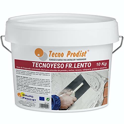 TECNO GIPS VERZÖGERT von Tecno Prodist, (10 Kg) Gips mit kontrollierter Abbindung. Ideal für Putz, Verputz, Trennwände, Risse oder Löcher.