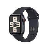 Apple Watch SE (2. Generation, 2023) (GPS + Cellular, 40 mm) Smartwatch mit Aluminiumgehäuse und Sportarmband (S/M) in Mitternacht. Fitness- und Schlaftracker, Unfallerkennung, Herzfrequenzmesser