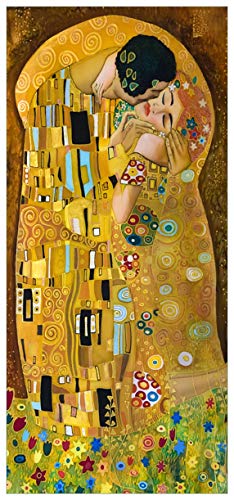 Wallario Selbstklebende Türtapete Der Kuss von Klimt - 93 x 205 cm in Premium-Qualität: Abwischbar, brillante Farben, rückstandsfrei zu entfernen