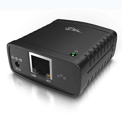 CSL - Printserver LAN - Druckerserver Fast Ethernet - 10/100 Mbit – USB2.0 High Speed - LRP Print Server für Windows – Netzwerk USB zu RJ45 - DHCP fähig, TCP/IP