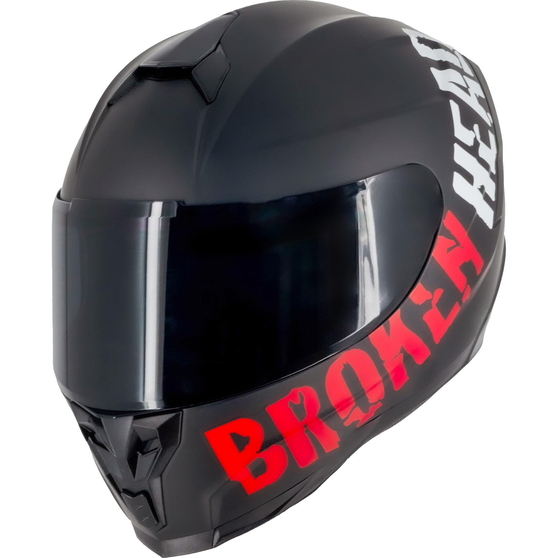 Broken Head BeProud Sport Rot Ltd Motorradhelm - Schlanker Integralhelm Mit Klarem + Schwarzem Visier - Matt-Schwarz - Größe XL (61-62 cm)