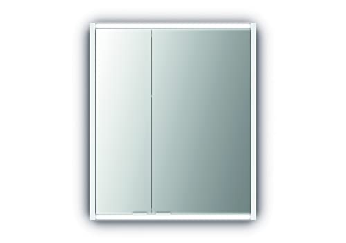 Jokey Spiegelschrank Batu mit LED Beleuchtung 60 cm breit, Badezimmer Spiegelschrank aus MDF, inkl. Steckdose | Weiß