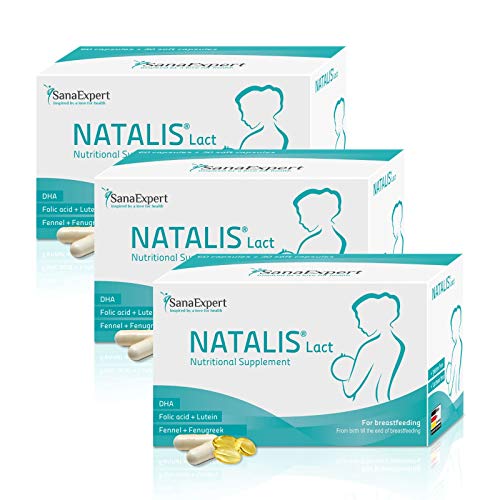 SanaExpert Natalis Lact Vorratspack: 3 x 90 Kapseln, Nahrungsergänzung während der Stillzeit nach Schwangerschaft mit DHA, Folsäure, Lutein, Fenchel und Bockshornklee, Kombi-Präparat (3)