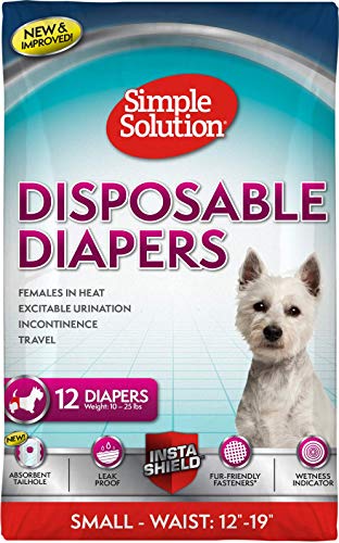 Simple Solution Einweg-Hundewindeln für Hündinnen, super saugfähig, auslaufsicher, für Frauen bei Hitze, aufgeregtes Urinieren, Inkontinenz oder Welpentraining, klein, 12 Stück