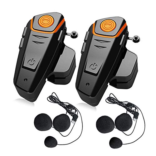 QSPORTPEAK BT-S2 Motorrad Bluetooth Headset 2-3 Fahrer Motorrad Kommunikationssystem für 1000 Metern, für Motorrad-Skifahren GPS FM Radio Wasserdicht/Freisprechen (Doppelpack）