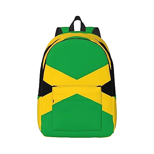 Jamaika-Flagge Segeltuch große Kapazität Seesack mit verstellbaren Schultergurten für Schule Outdoor Sport, Schwarz , S